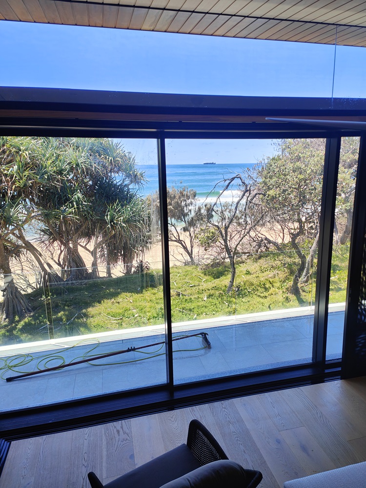 Sunshine Coast Mobile Cleaning Window view with beachfront